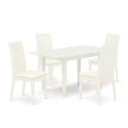 5-Piece Linen White Finish Solid Wood Top - Rectangular Dining Room Set - Seats 4