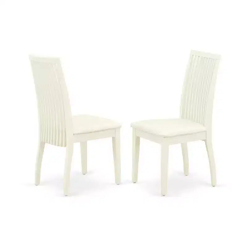 Ensemble de salle à manger rectangulaire 5 pièces en bois massif à plateau blanc lin - 4 places