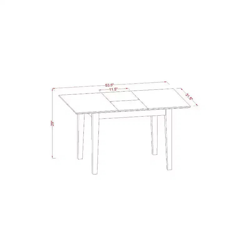 Ensemble de salle à manger rectangulaire 5 pièces en bois massif à plateau blanc lin - 4 places