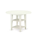 HomeStock 5-Pc Linen White Finish Solid Wood Top - Round Dining Room Set - Seats-4