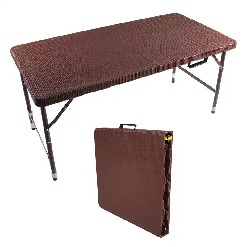 Table pliante en rotin 120 cm - Table de pique-nique portable robuste pour fêtes, repas, camping avec poignée