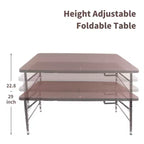 Table pliante en rotin 120 cm - Table de pique-nique portable robuste pour fêtes, repas, camping avec poignée