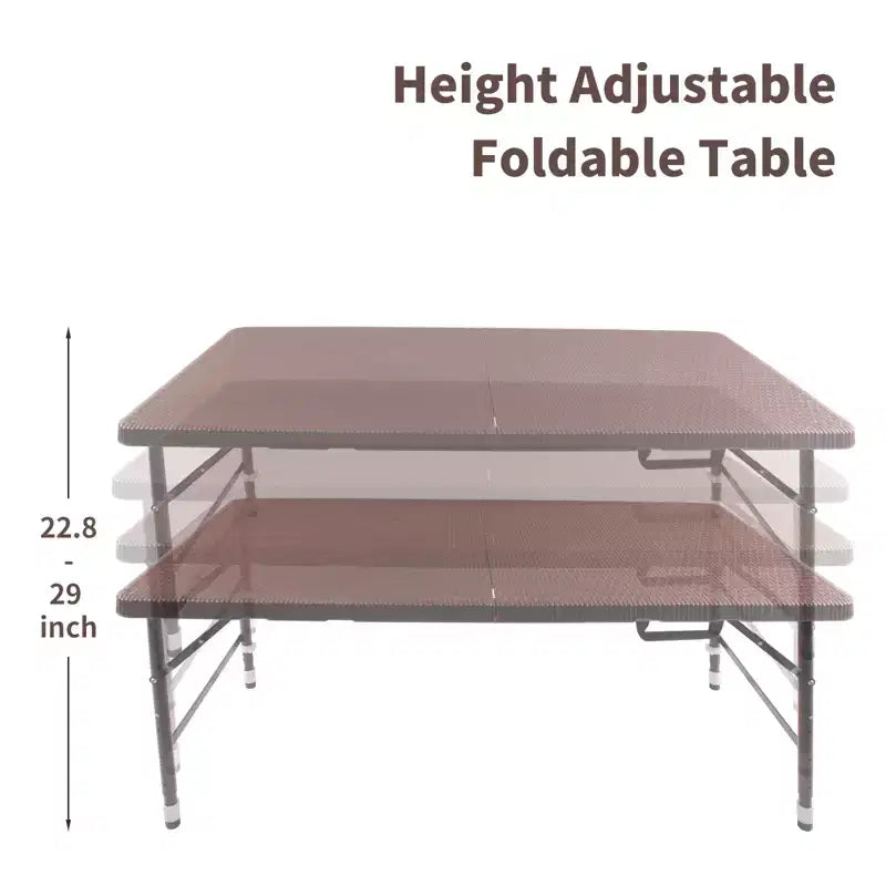 Table pliante en rotin 120 cm - Table de pique-nique portable robuste pour fêtes, repas, camping avec poignée
