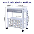Chariot de rangement et d'organisation pour loisirs créatifs compatible avec machine Cricut, chariot de rangement roulant avec tiroir en tissu, crochet et support pour 47 rouleaux de vinyle