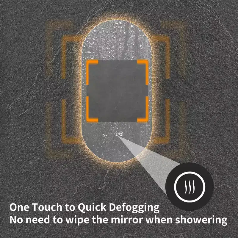 Miroir de courtoisie de salle de bain mural intelligent à écran tactile LED anti-buée de 48 x 24 pouces