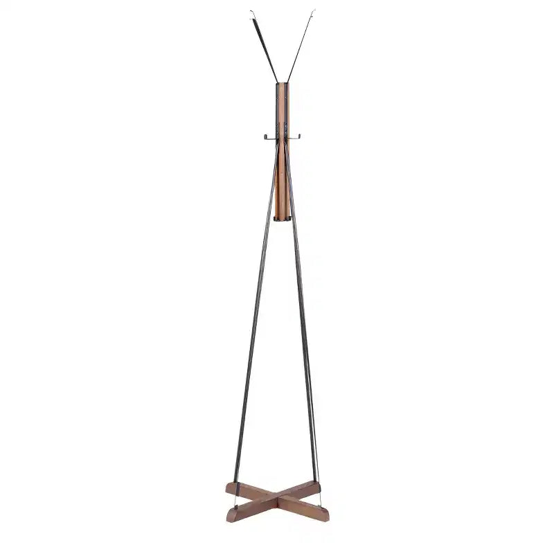 Okak Industrail Porte-manteau autoportant avec base en bois en forme de croix, porte-manteau unique avec 8 crochets, pour salon, chambre, couleur naturelle