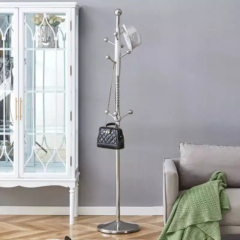 Okak Modern Stainless Steel Coat Rack, Hall Tree with Detachable Bracket, Freestanding Coat Tree for Living Room, Entryway, Bedroom, Silver