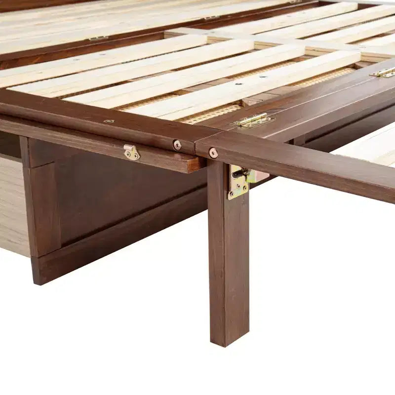 Lit escamotable grand lit Luxystar avec grand tiroir, station d'alimentation et panneau en rotin pour salon et petits appartements