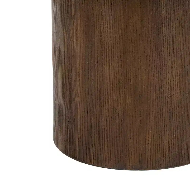 MAYEERTY 1 table d'appoint cylindrique, table d'appoint en similicuir et texture bois pour salon, patio, chambre à coucher (intérieur/extérieur)