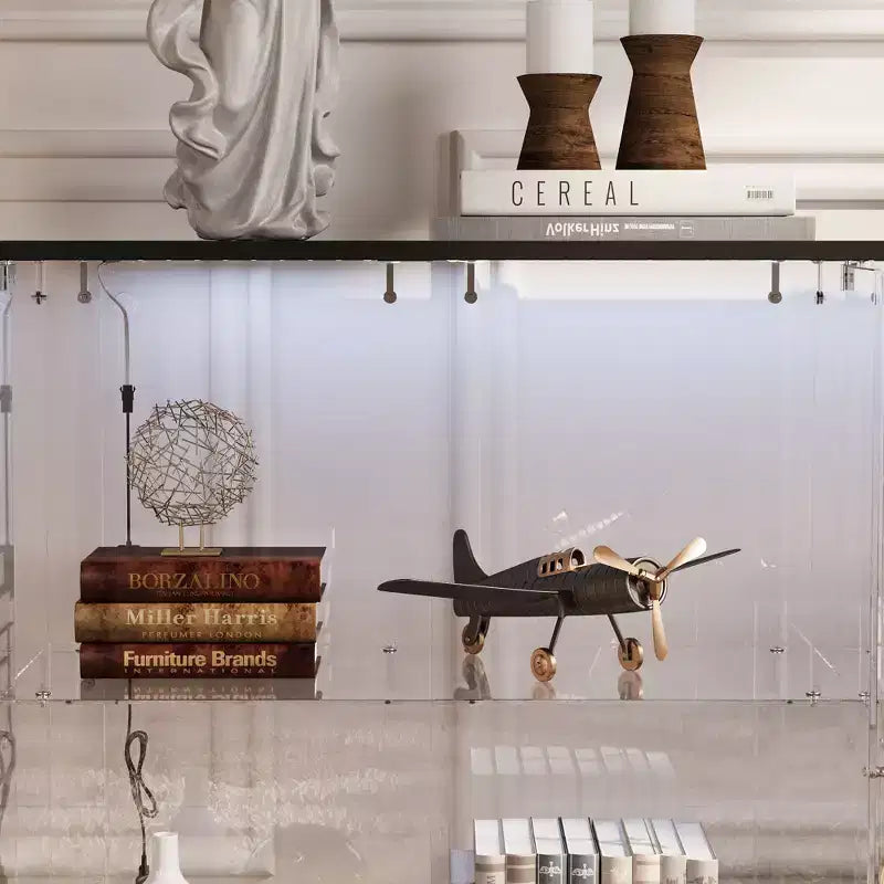 Vitrine en verre Famapy avec lumières LED et portes verrouillables - Bibliothèque vitrine avec lumière
