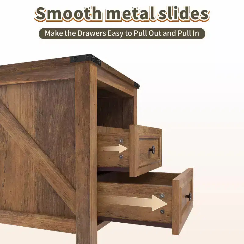Table de chevet de ferme Dyonery 18 avec station de recharge, table d'appoint avec 2 tiroirs, table d'appoint pour salon, blanche