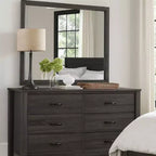 Royal Hampton 39 Inch Contemporary Wooden Frame Mirror, Gray