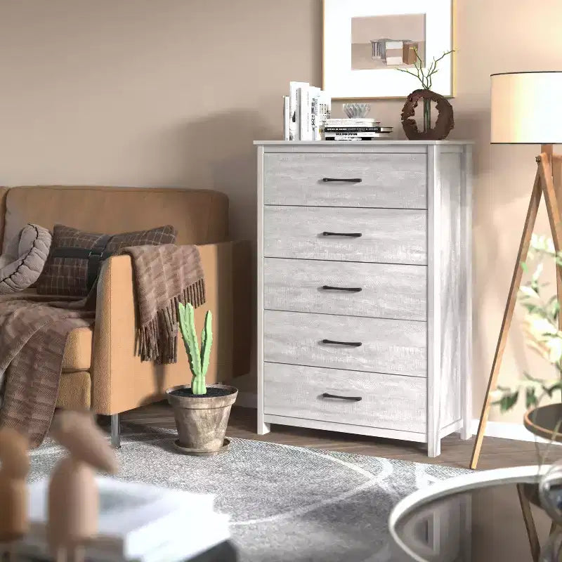 Commode Galano à 5 tiroirs de faible profondeur 31,3 L 15,6 P 47,7 H