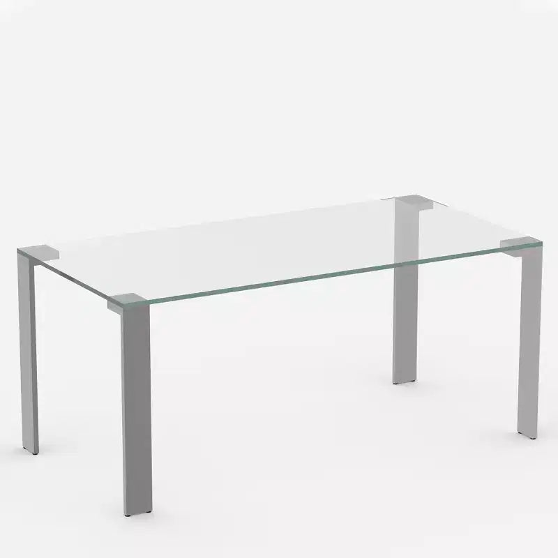 Table à manger en verre trempé 66,9 avec pieds en métal, table de cuisine Gaoyangjiaju