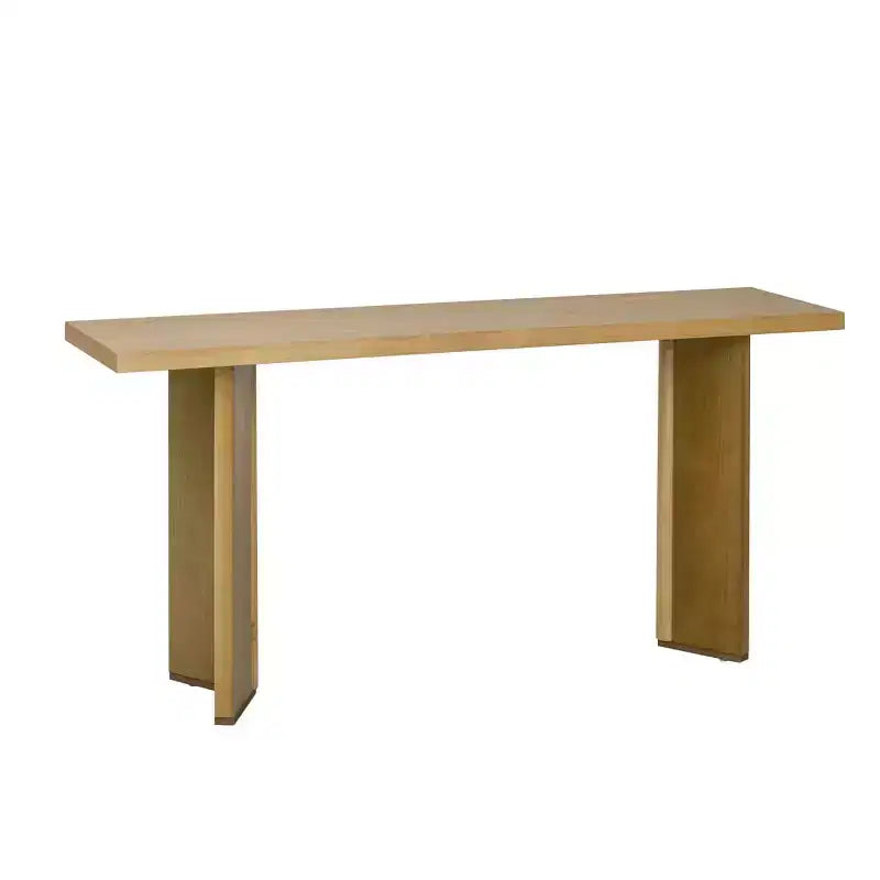 Console d'entrée moderne avec placage en pin et pieds géométriques, table de couloir ou de canapé étroite pour entrée, salon - Panipeachy