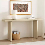 Console d'entrée moderne avec placage en pin et pieds géométriques, table de couloir ou de canapé étroite pour entrée, salon - Panipeachy