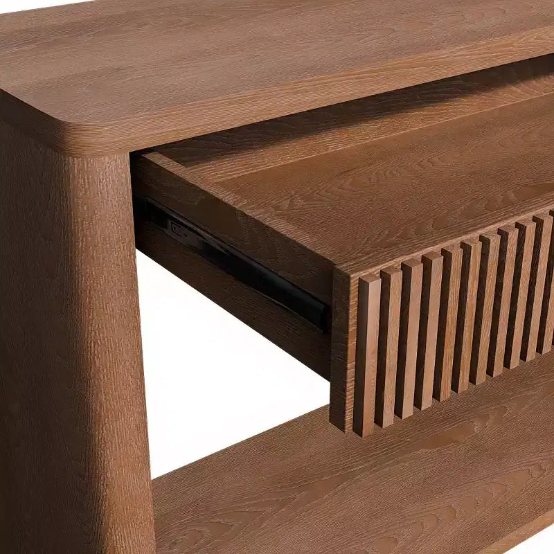 Console d'entrée de ferme de 60 po avec 2 tiroirs cannelés et étagère, table de couloir en placage de bois pour le salon - Panipeachy