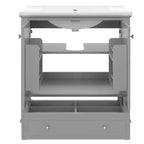 MAYEERTY Meuble-lavabo de salle de bain 30 po sans évier, portes d'armoire multifonctionnelles, tiroir, cadre solide en MDF noir
