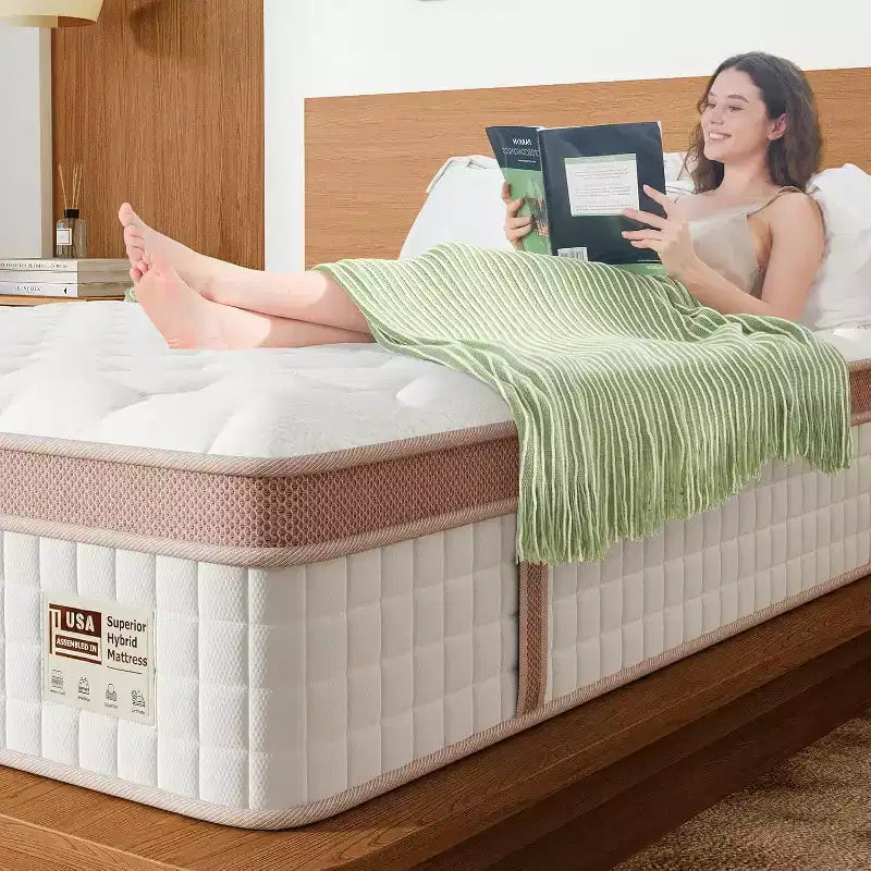 Matelas hybride Whisen 14 King, matelas ergonomique de luxe, matelas en mousse à mémoire de forme, ressorts ensachés