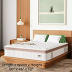 Matelas hybride Whisen 14 King, matelas ergonomique de luxe, matelas en mousse à mémoire de forme, ressorts ensachés