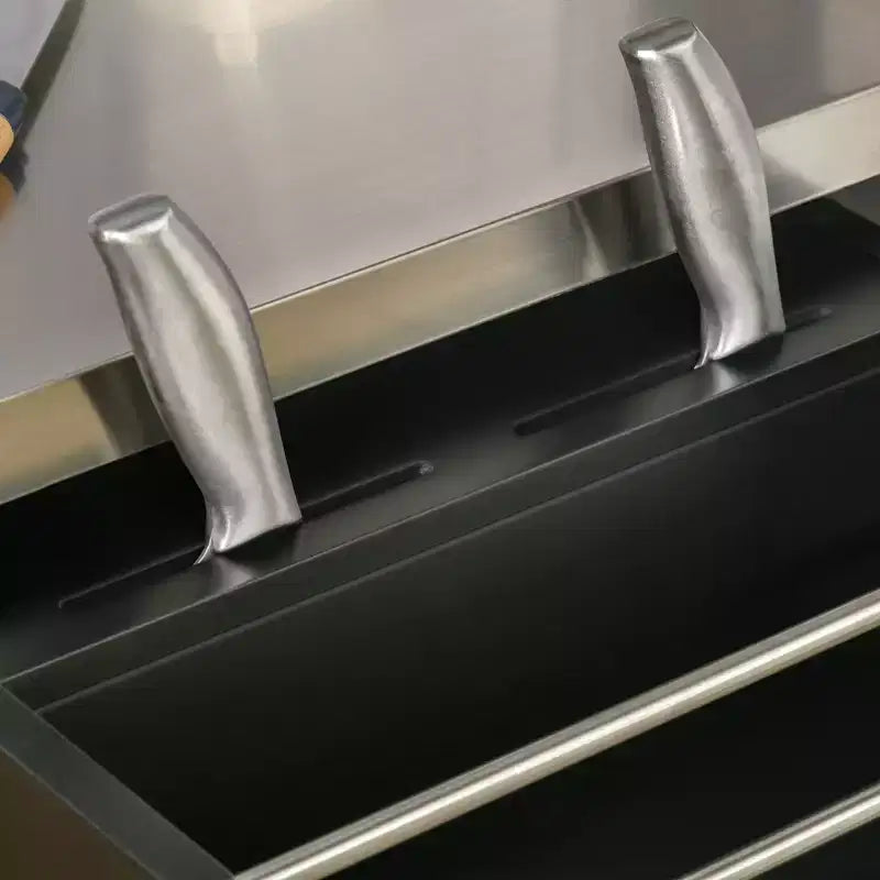 Îlot de cuisine sur roulettes, Desserte de cuisine roulante avec comptoir en acier inoxydable, tiroir, porte-serviettes et porte-épices, Chariot de rangement utilitaire