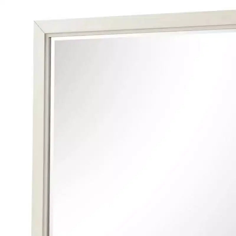 Miroir de commode Royal Hampton, verre biseauté, bois massif finition blanc antique, 38 pouces