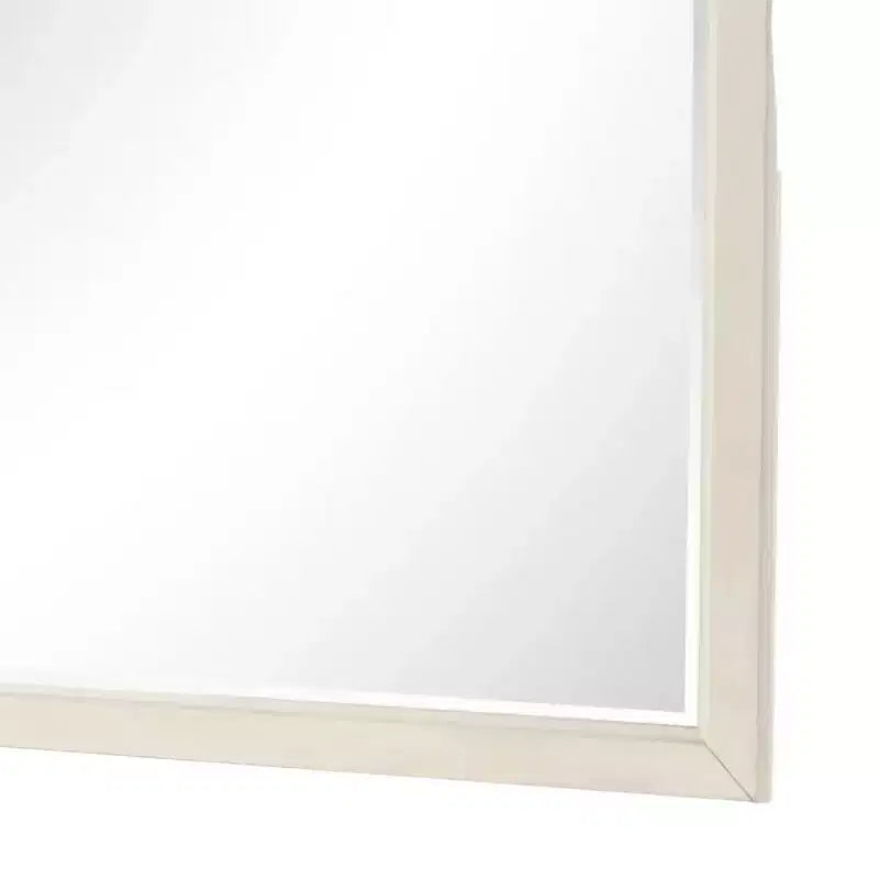Miroir de commode Royal Hampton, verre biseauté, bois massif finition blanc antique, 38 pouces