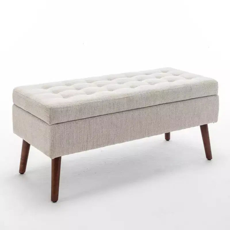 TUYOHW Banc de rangement rectangulaire, banc de bout de lit avec pieds en bois massif, ottoman en cuir PU pour salon, chambre, entrée