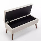 TUYOHW Banc de rangement rectangulaire, banc de bout de lit avec pieds en bois massif, ottoman en cuir PU pour salon, chambre, entrée