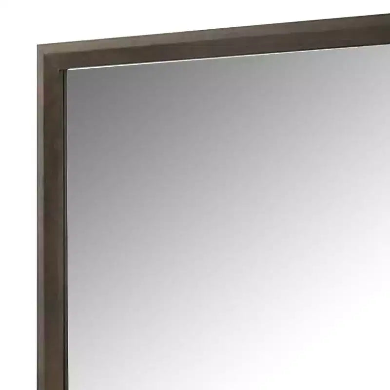 Miroir de commode Royal Hampton, verre biseauté, cadre en bois brun foncé, 44x45