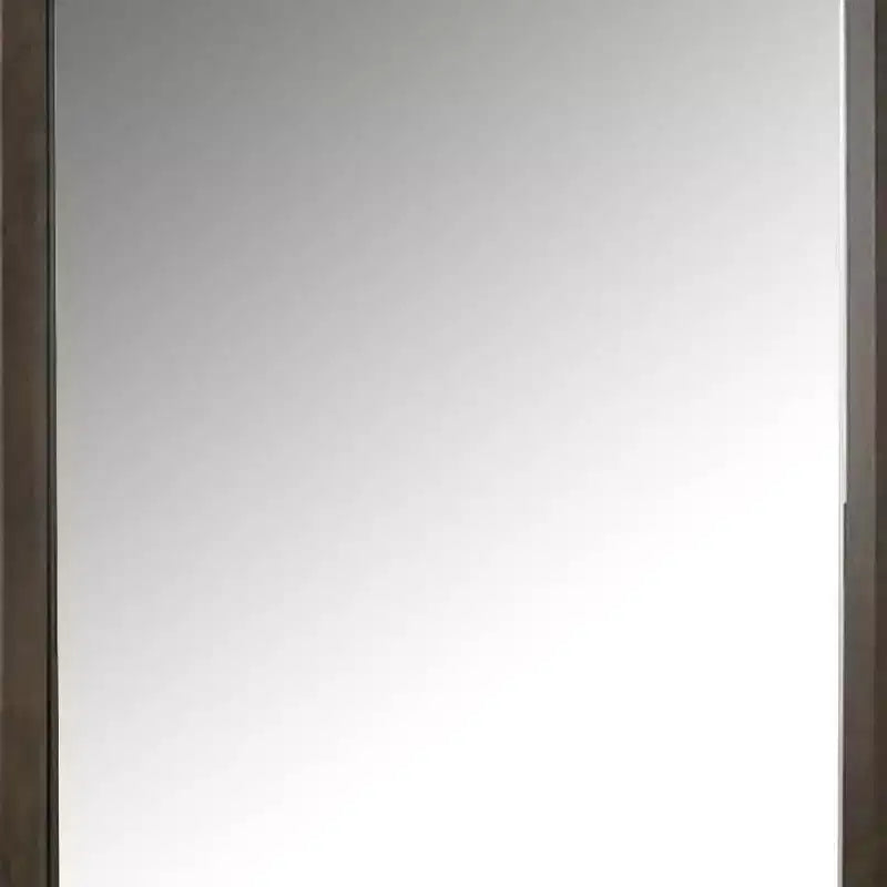 Miroir de commode Royal Hampton, verre biseauté, cadre en bois brun foncé, 44x45