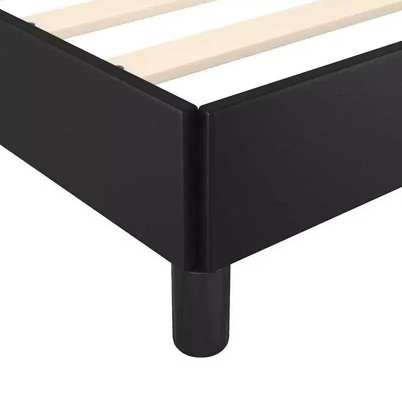 Cadre de lit avec tête de lit Similicuir noir, contreplaqué, bois manufacturé