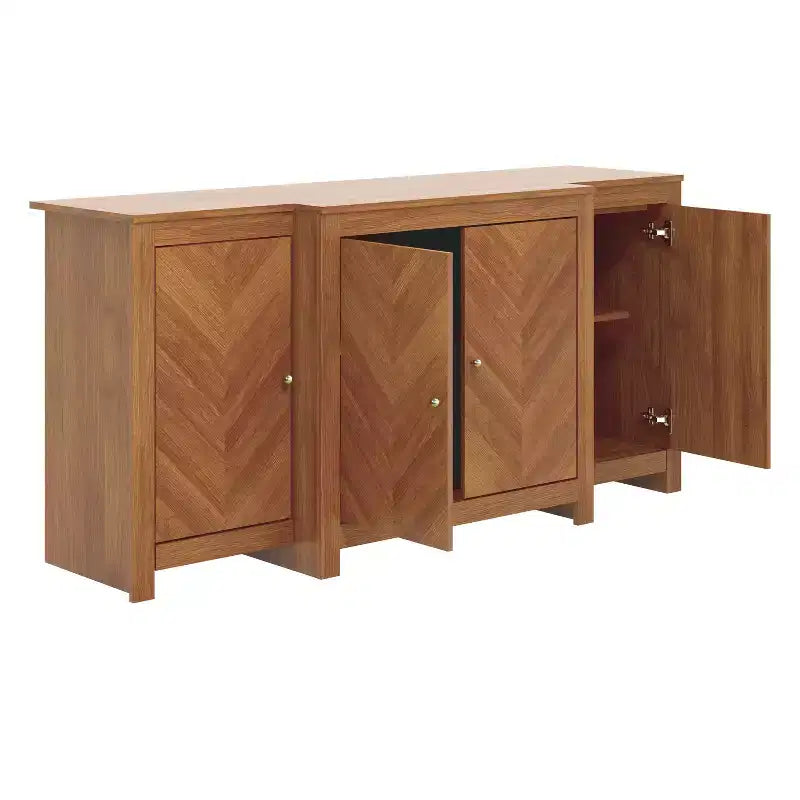 Buffet Galano 4 portes à chevrons en Noyer ambré 61,9 L 19,6 P 30 H