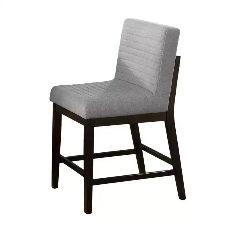 Lot de 2 chaises de hauteur comptoir Royal Hampton, lin gris, bois marron expresso