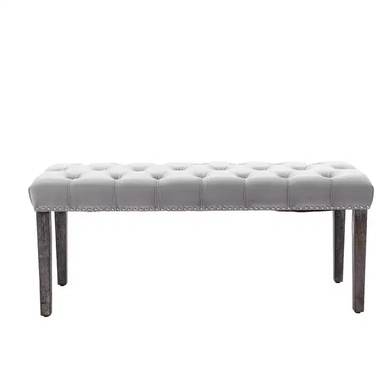 EHMKNP Banc capitonné élégant en velours touffeté Banc décoratif pour salle à manger, Tabouret d'appoint pour chambre, Siège d'entrée avec pieds en bois