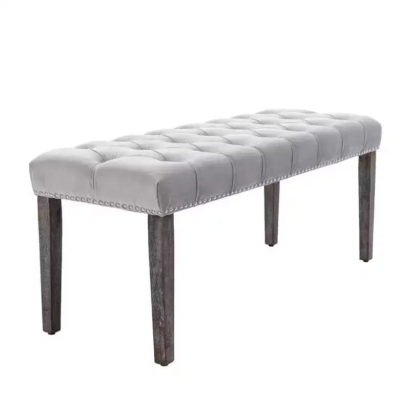 EHMKNP Banc capitonné élégant en velours touffeté Banc décoratif pour salle à manger, Tabouret d'appoint pour chambre, Siège d'entrée avec pieds en bois