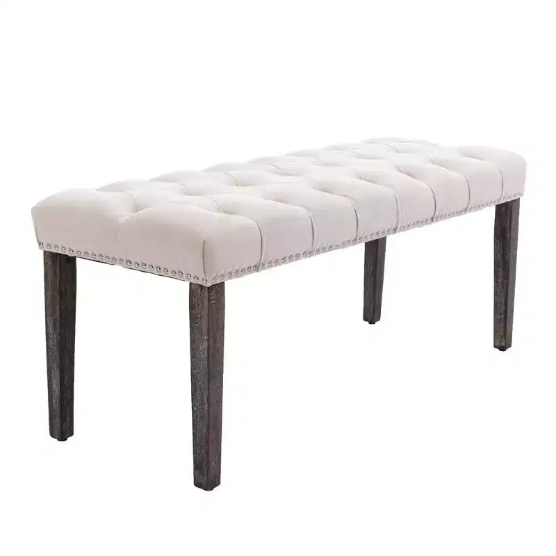 EHMKNP Banc capitonné élégant en velours touffeté Banc décoratif pour salle à manger, Tabouret d'appoint pour chambre, Siège d'entrée avec pieds en bois