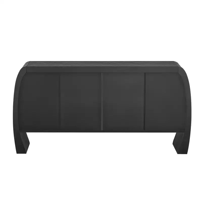 Meuble de rangement GDFStudio Oscar à 4 portes en placage de frêne avec pieds incurvés et étagères réglables