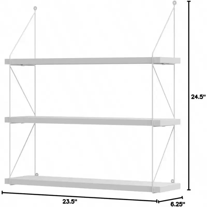 Étagère murale de rangement à 3 niveaux, porte-revues blanc, organiseur moderne pour la maison et le bureau