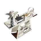 55,9" Console miroir moderne, Table d'entrée réfléchissante pleine longueur avec base trapézoïdale, pour couloir ou salon - Panipeachy
