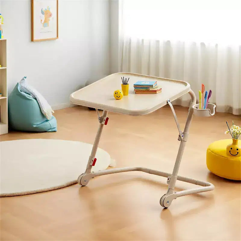 Bureau pliant réglable en hauteur FurnitureR avec plateau en PP, table de travail portable peu encombrante avec roulettes et tiroirs de rangement latéraux pour le bureau à domicile