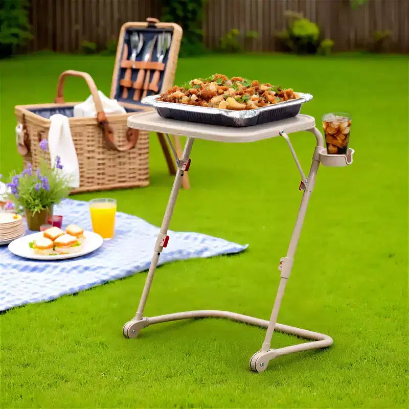 Bureau pliant réglable en hauteur FurnitureR avec plateau en PP, table de travail portable peu encombrante avec roulettes et tiroirs de rangement latéraux pour le bureau à domicile