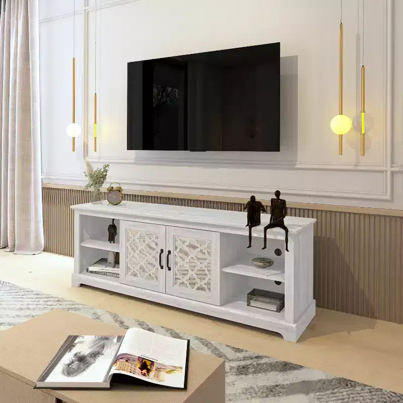Meuble TV Galanp avec rangement à porte miroir 68,2 L 17,1 P 23,7 H
