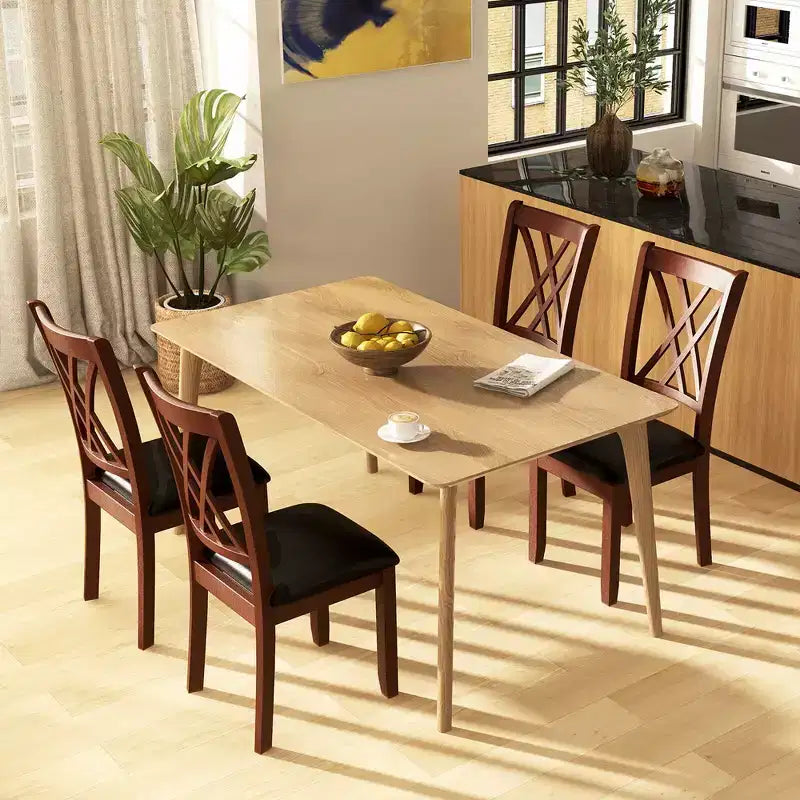 Costway Lot de 2 chaises de salle à manger, chaises de cuisine avec dossier, siège rembourré et pieds en bois d'hévéa