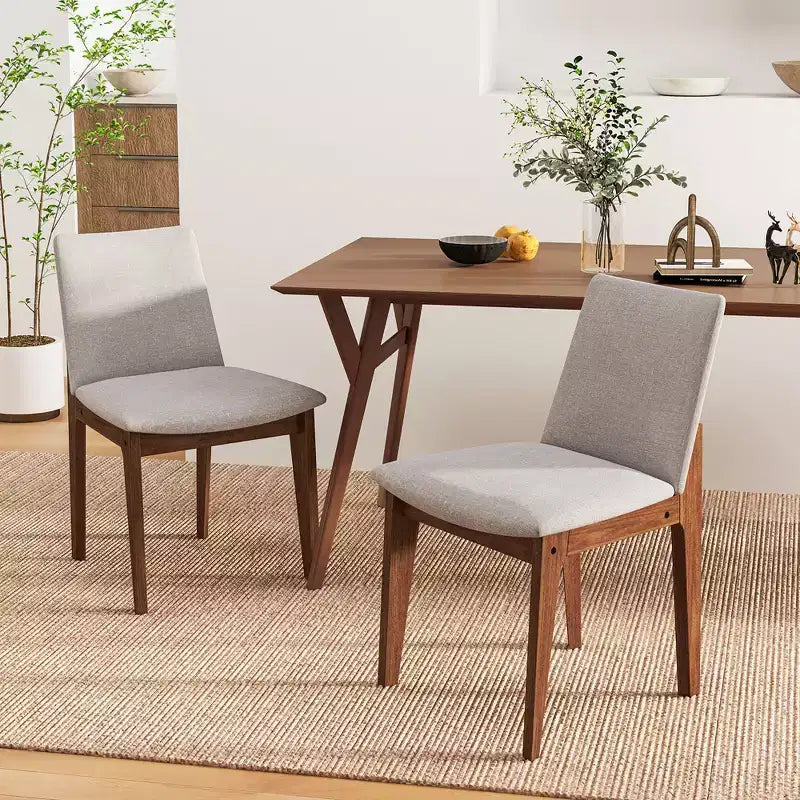 Costway Chaises de salle à manger en bois (lot de 2) avec coussins, dossier haut incurvé, pour salle à manger