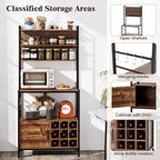 Meuble de rangement de cuisine Costway 67 avec prises électriques, meuble de bar à café avec crochets en S
