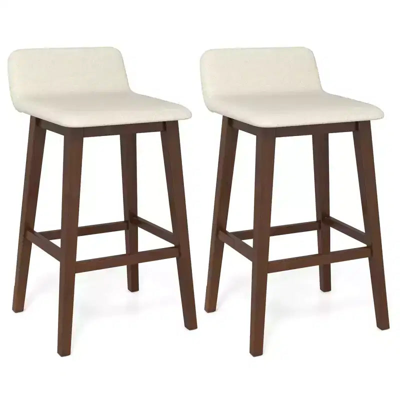 Costway 29 Upholstered Barstools w/ Low Back Footrest & Wood Legs for Kitchen Island