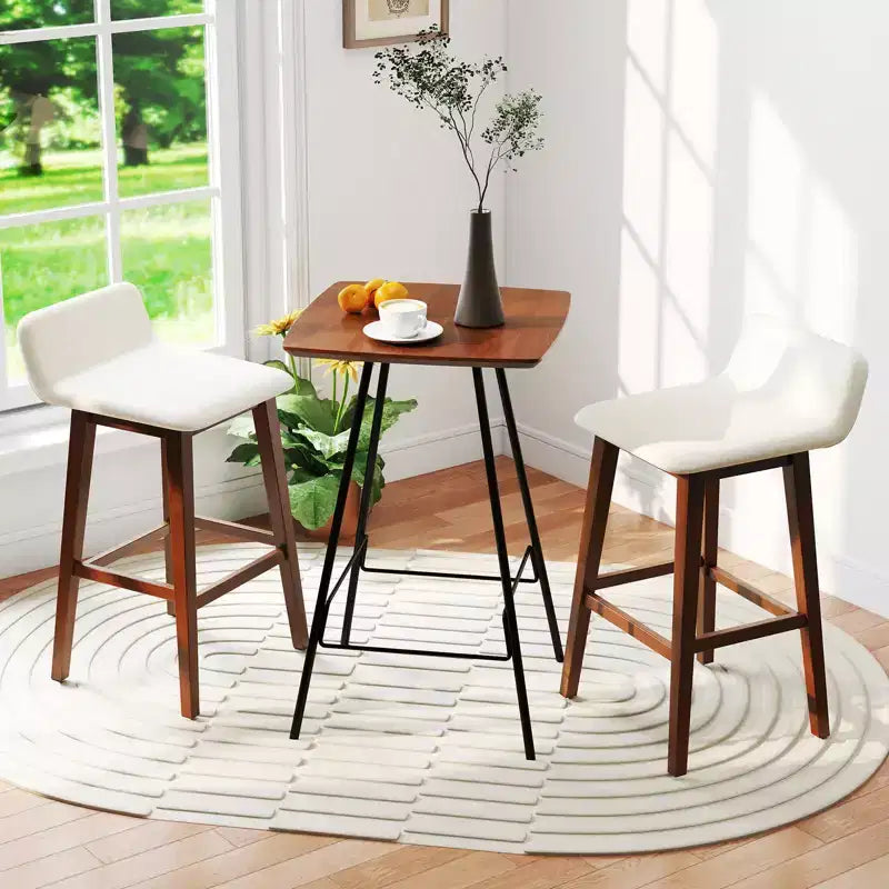 Tabourets de bar Costway 29" rembourrés avec dossier bas, repose-pieds et pieds en bois pour îlot de cuisine