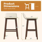 Tabourets de bar Costway 29" rembourrés avec dossier bas, repose-pieds et pieds en bois pour îlot de cuisine