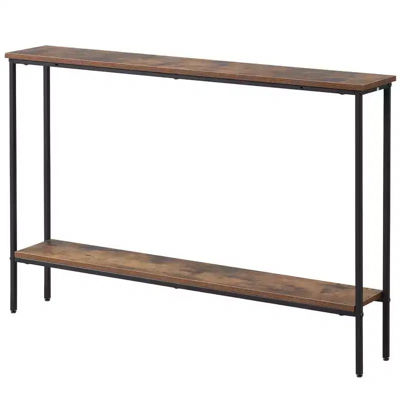 Costway Table console étroite 44 po avec étagère et deux dispositifs anti-basculement marron et noir